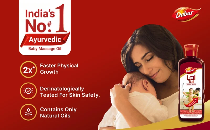 Dabur Lal Tail Ayurvedic Baby Massage Oil – 100ml - Image 2