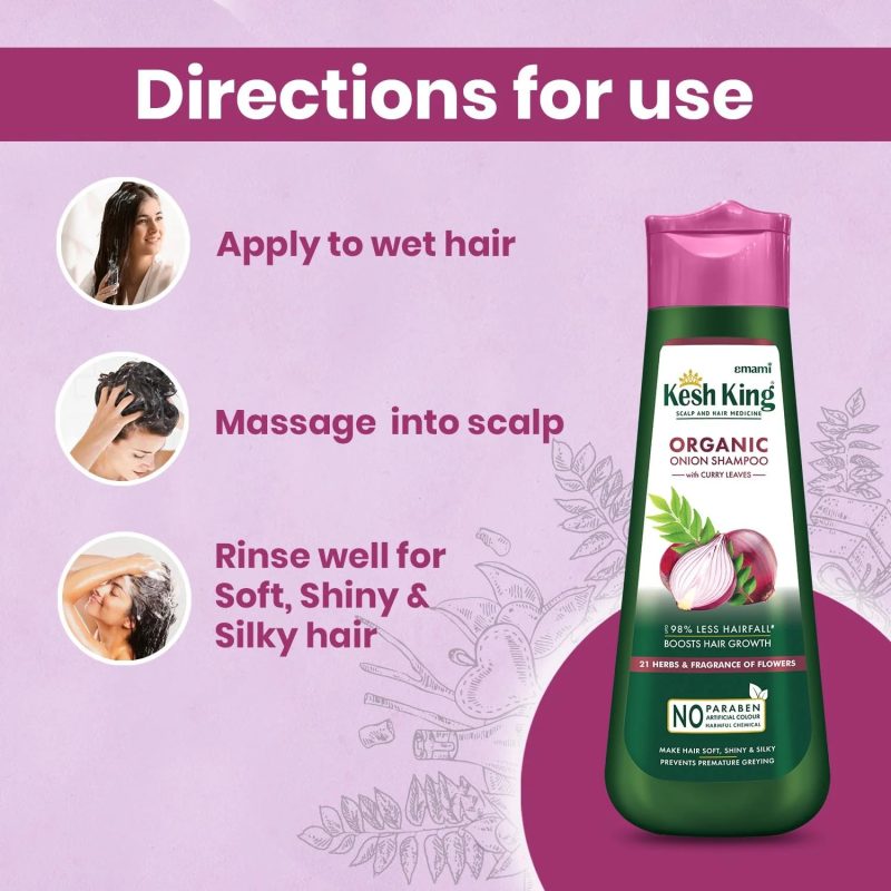 Kesh King Organic Onion Shampoo with 21 Herbs, Reduces Hairfall & Boost Hair Growth, 200ml(India) - Image 5